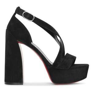 Christian Louboutin Movida Sandal 130 Black Suede Platform Block Heel Pump 39